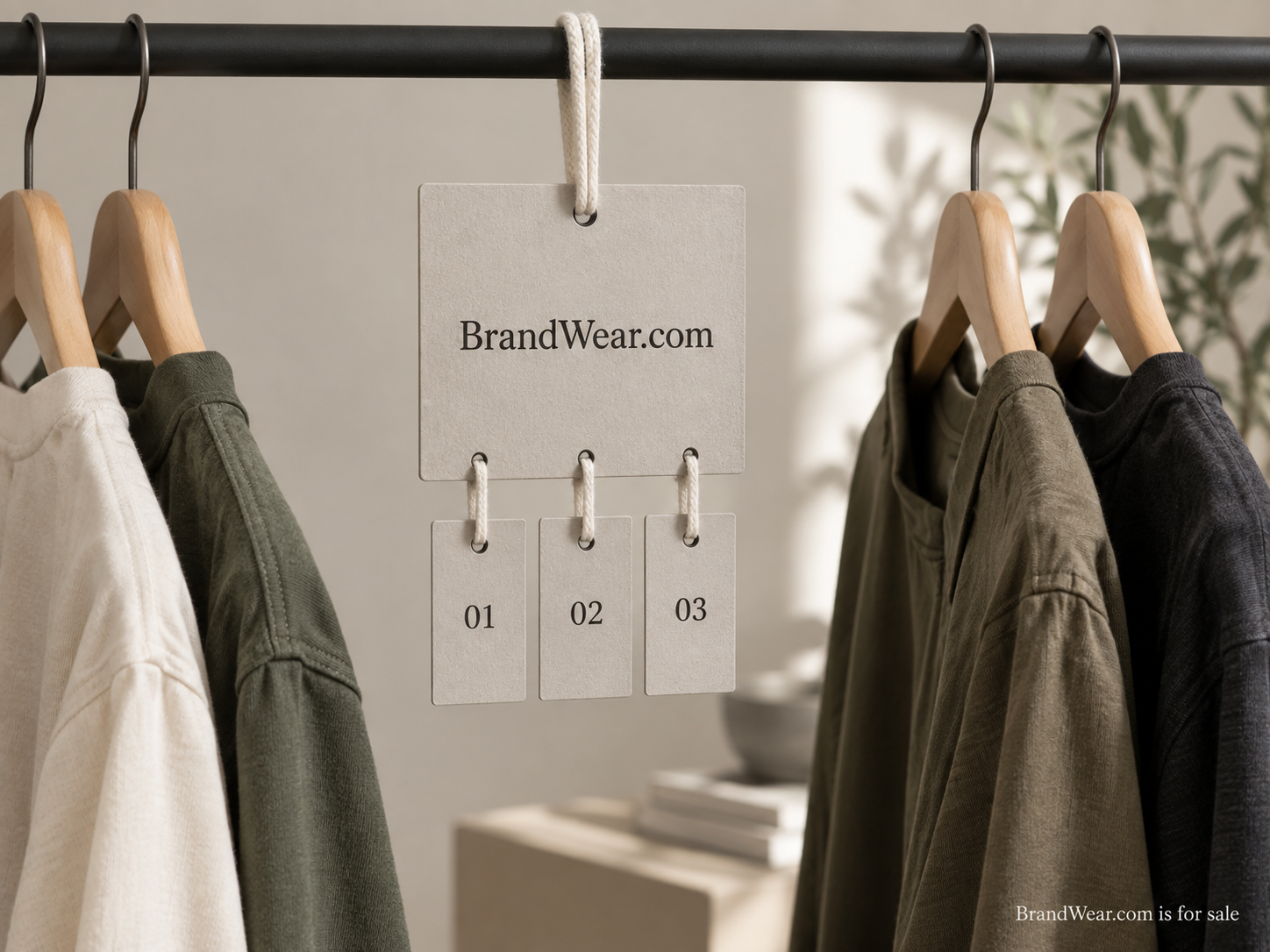 Garment rail with a BrandWear.com house and collection card